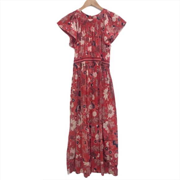 Ulla Johnson Lottie Floral Midi Dress Scarlet Red - Picture 5 of 12
